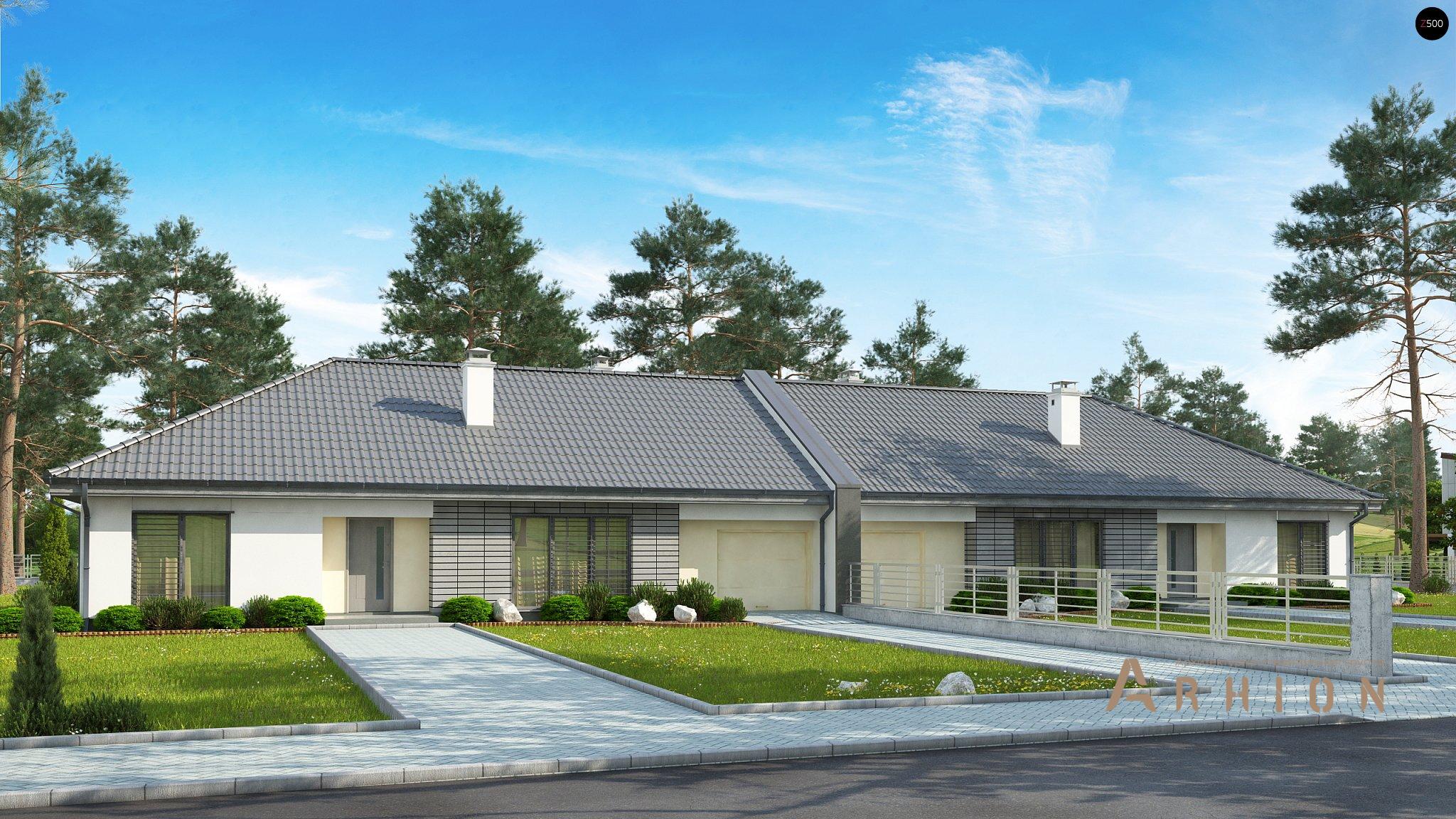 1. Проект одноэтажного дома в современном стиле с четырехскатной, Z123 ZBL, площадью - 157 кв c терассой, гаражом